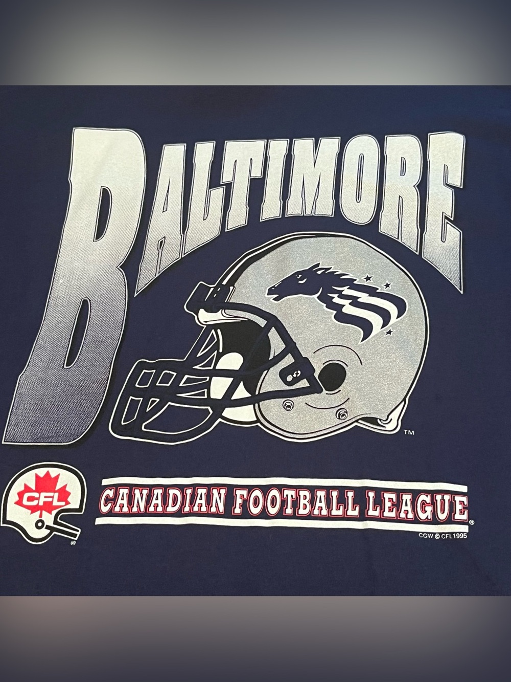 90’s CFL Baltimore Stallions Canadian Football League Navy Graphic Tee